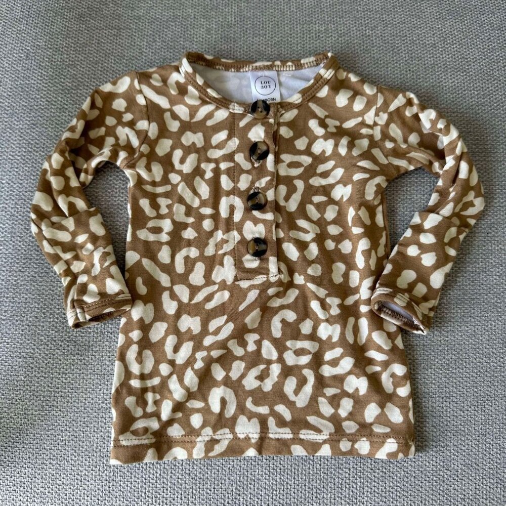 Baby Girl Lou Lou & Company Coco Cheetah Print Top Only NEWBORN EUC